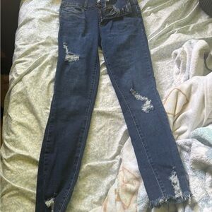 Women's Distressed Blue Jeans